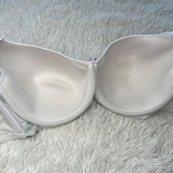 Cacique Smooth Balconette Bra Underwire White Tropical Floral Spring Blossom 50D - Picture 5 of 9